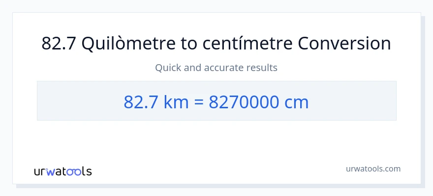 Conversió de 82.7 Quilòmetres a Centímetres