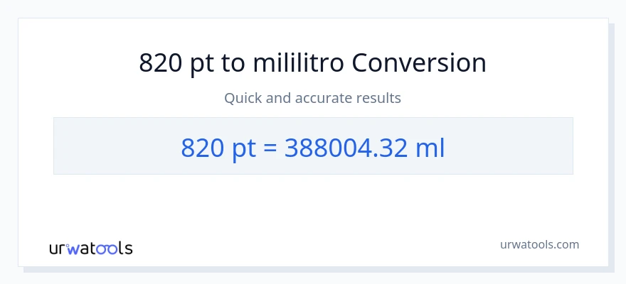 820 Pints patungong mga mililitro na conversion