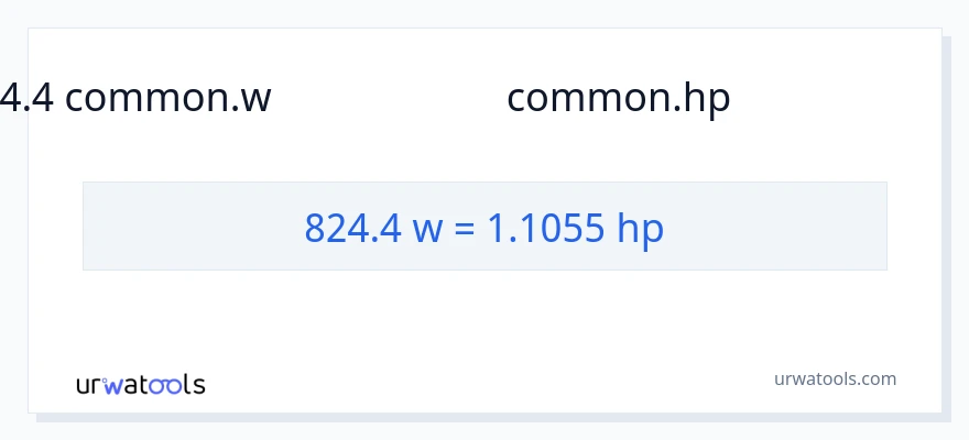 824.4 வாட்ஸ் இலிருந்து குதிரைத்திறன் வரை மாற்றம்