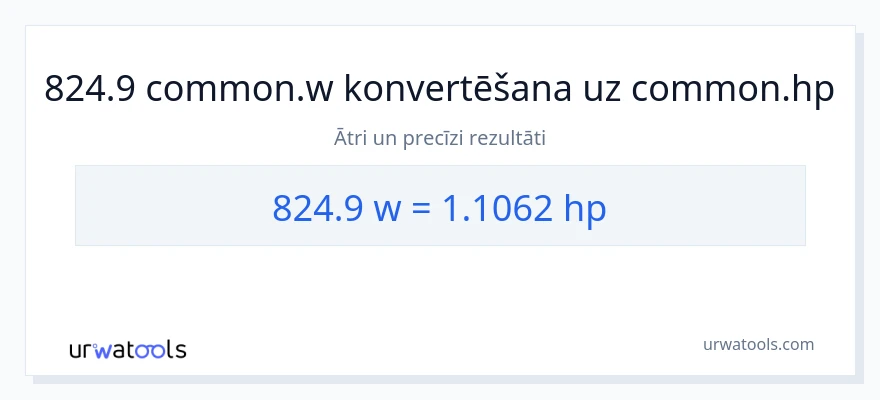 824.9 vati uz zirgspēki konversiju