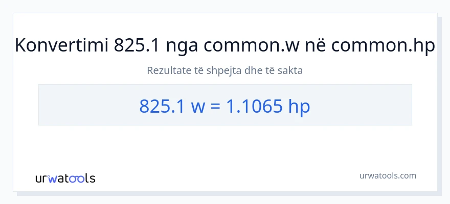 Konvertimi 825.1 vat në kuajfuqi