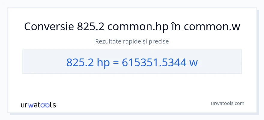 Conversie 825.2 cai putere la wați