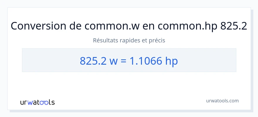 Conversion 825.2 watts vers chevaux-vapeur