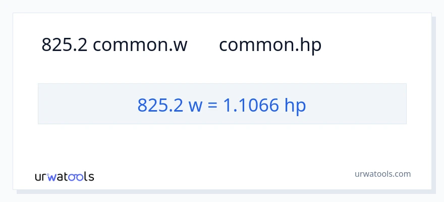 825.2 વોટ્સ થી હોર્સપાવર રૂપાંતર