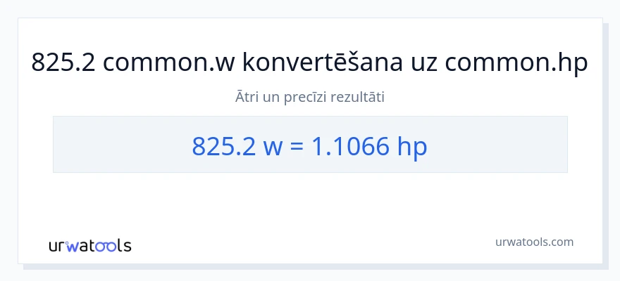 825.2 vati uz zirgspēki konversiju
