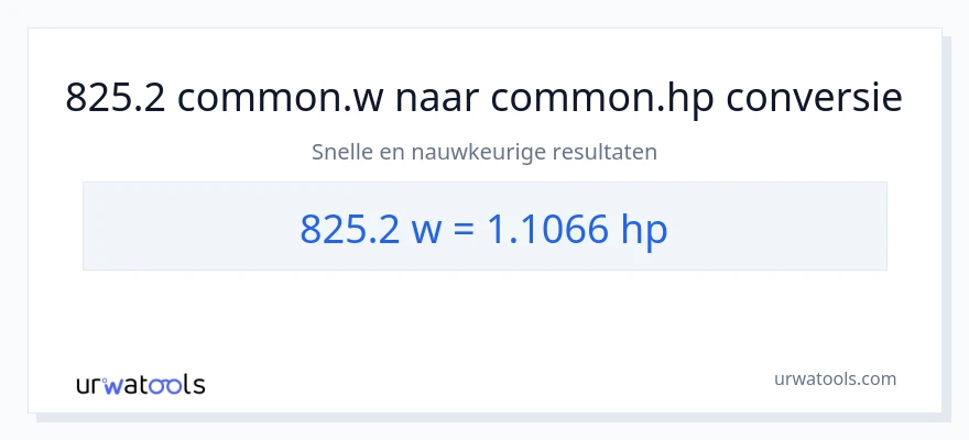 825.2 watt naar paardenkracht conversie