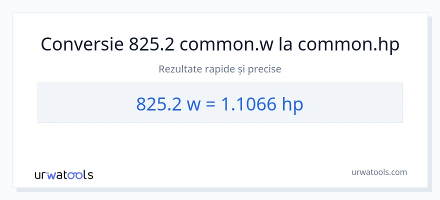 Conversie 825.2 wați la cai putere