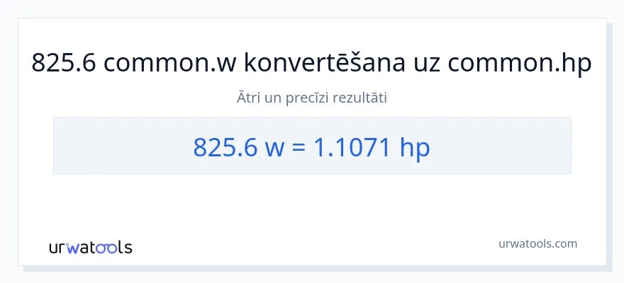 825.6 vati uz zirgspēki konversiju