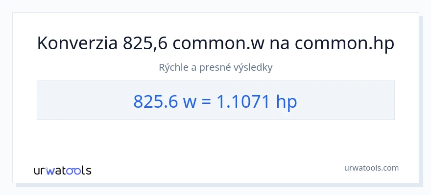 Konverzia z watty na konská sila: 825.6