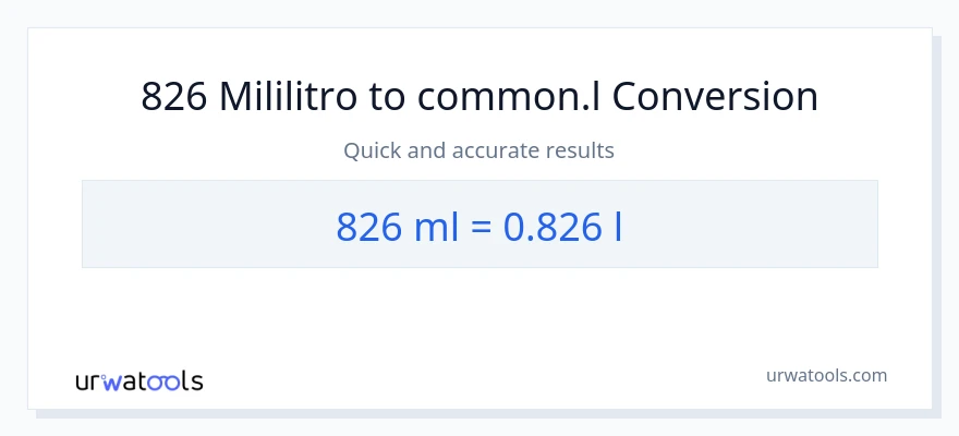 826 mga mililitro patungong Liters na conversion