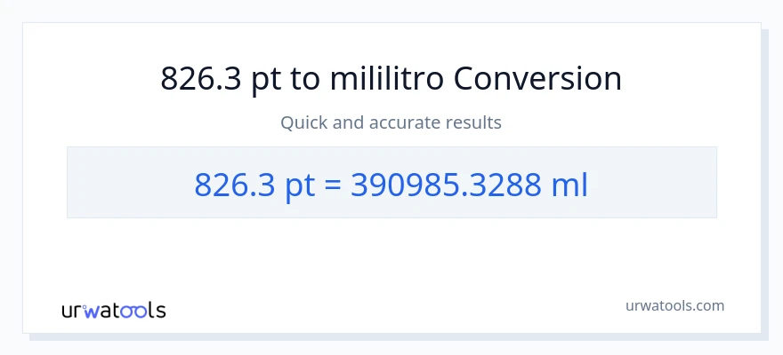 826.3 Pints patungong mga mililitro na conversion