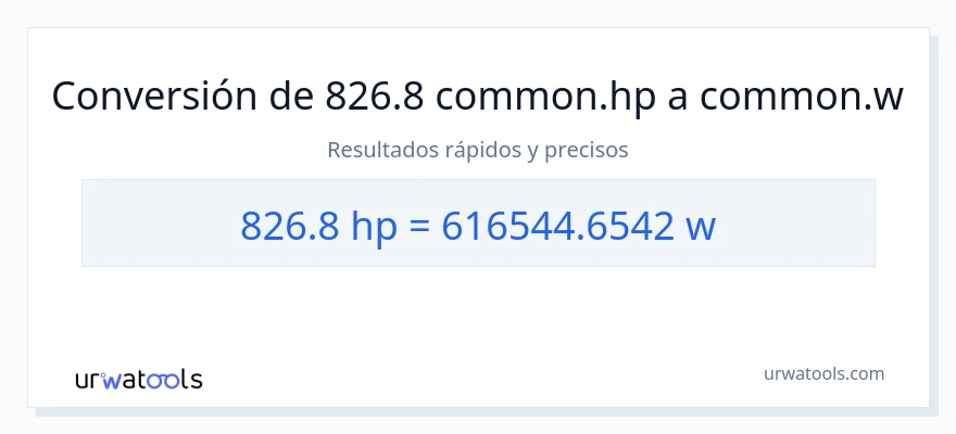 Conversión de 826.8 caballo de fuerza a vatios