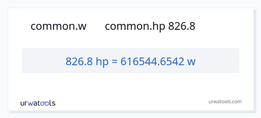تبدیل 826.8 اسب بخار به وات