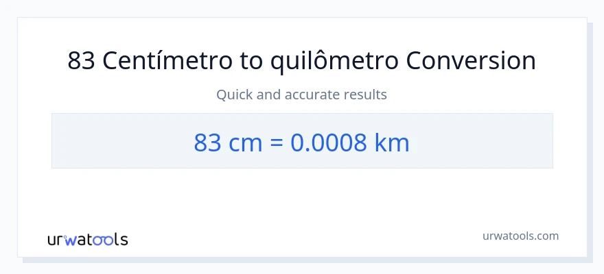 Conversão de 83 Centímetros para Quilômetros