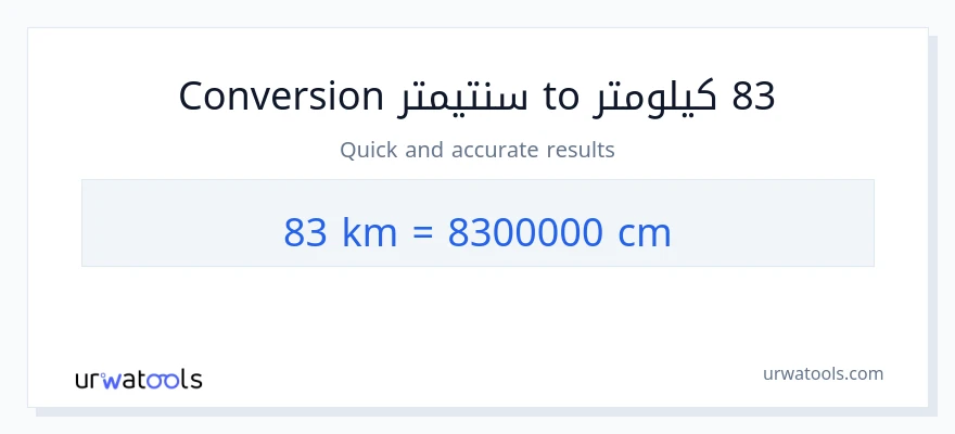 التحويل من 83 كيلومترات إلى سنتيمترات