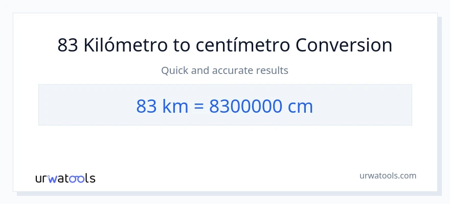 Conversión de 83 Kilómetros a Centímetros