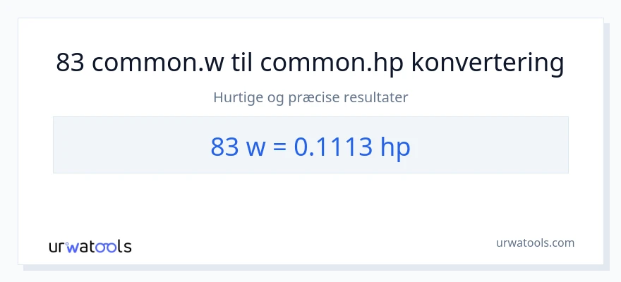 83 watt til hestekræfter konvertering