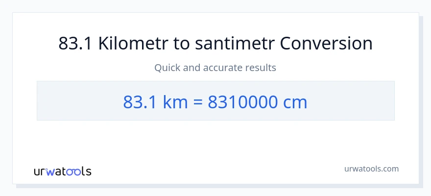 83.1 Kilometrlər-dən Santimetr-ə çevrilmə