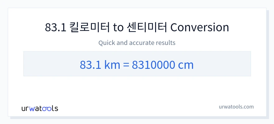 83.1 킬로미터에서 센티미터으로의 변환