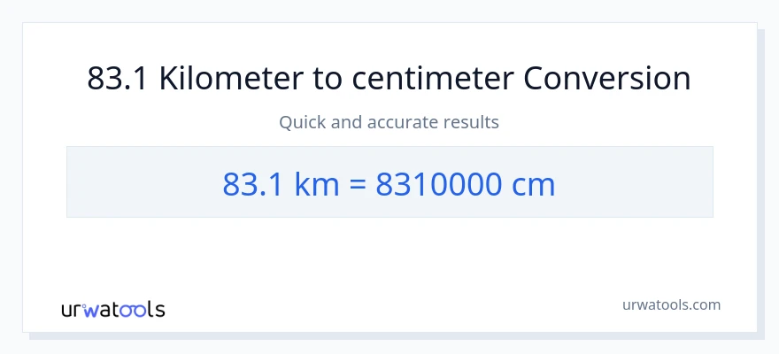 83.1 Kilometer til Centimeter konvertering