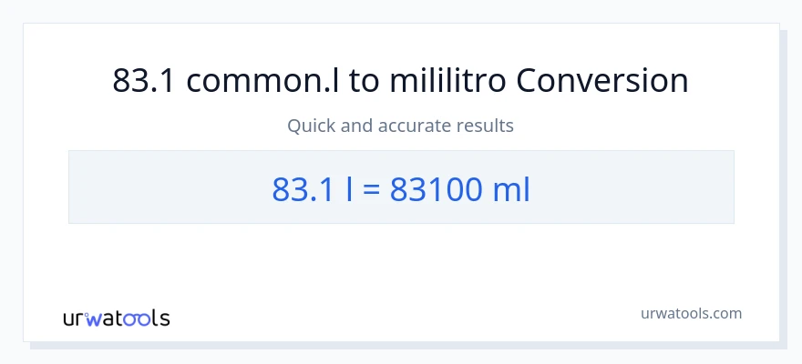 83.1 Liters patungong mga mililitro na conversion