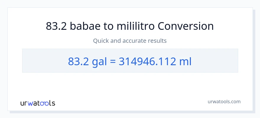 83.2 Mga galon patungong mga mililitro na conversion