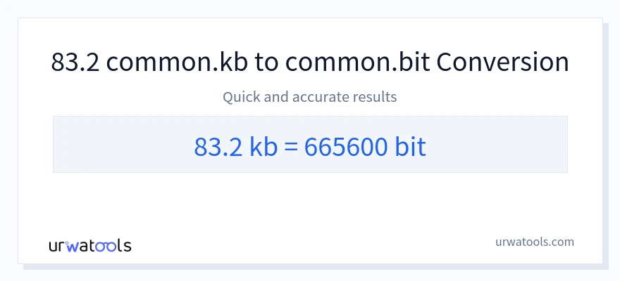 83.2 Kilobytes 到 Bits 轉換
