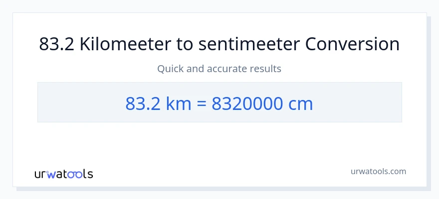 83.2 Kilomeetrid konversioon Sentimeetrid-ks