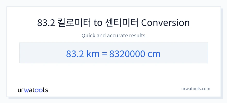83.2 킬로미터에서 센티미터으로의 변환