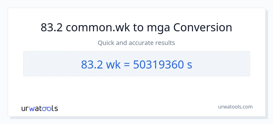 83.2 Mga Linggo patungong Segundo na conversion