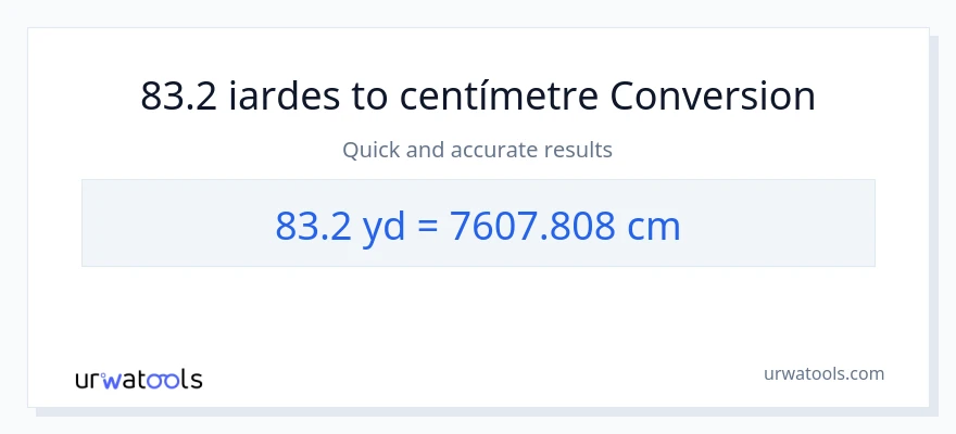 Conversió de 83.2 iardes a Centímetres