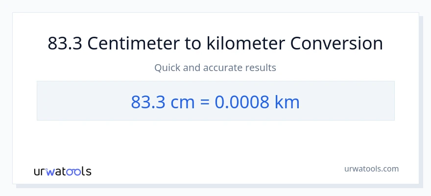 83.3 Centimeter til Kilometer konvertering