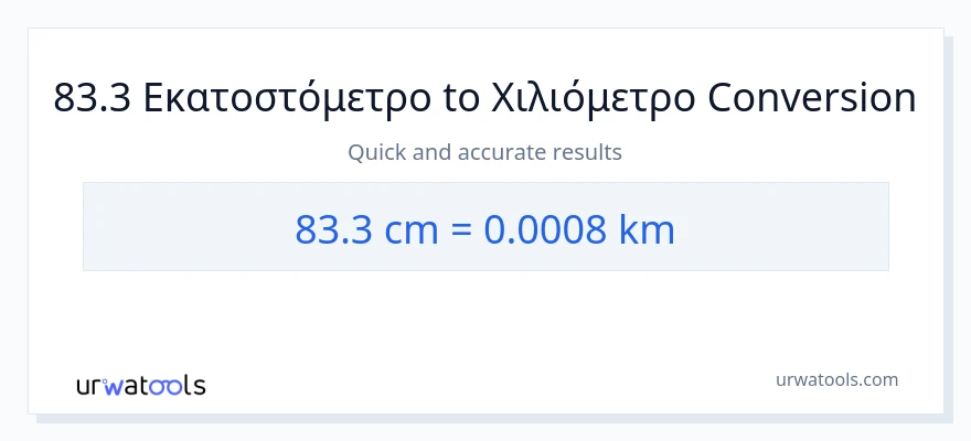 Μετατροπή 83.3 Εκατοστά σε Χιλιόμετρα