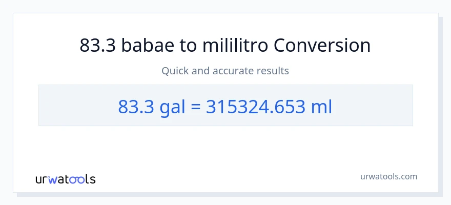 83.3 Mga galon patungong mga mililitro na conversion