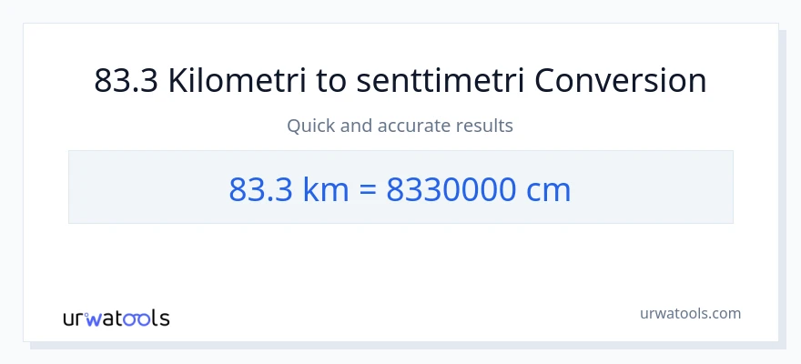 83.3 Kilometrit - Senttimetrit muunnos