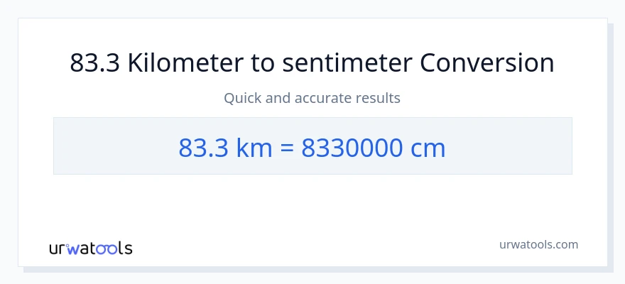 Konversi 83.3 Kilometer ke Sentimeter