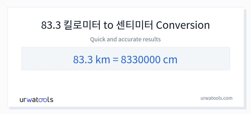83.3 킬로미터에서 센티미터으로의 변환
