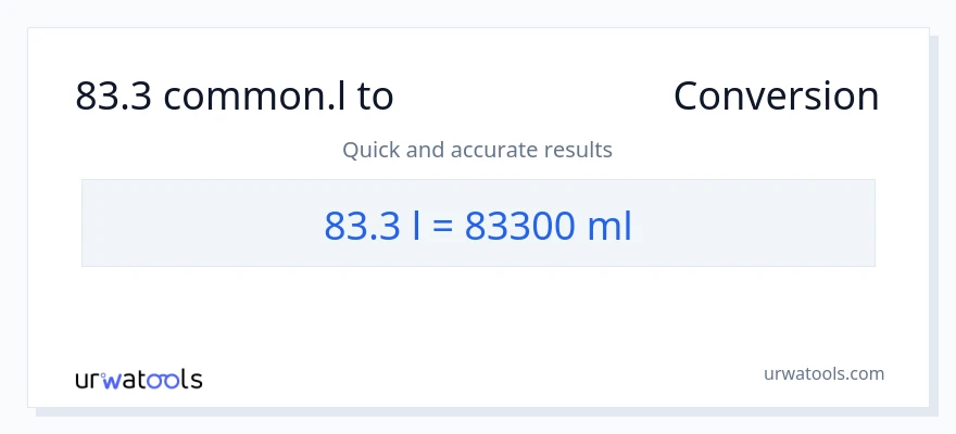 83.3 Liters నుండి మిల్లీలీటర్లు కు మార్పిడి