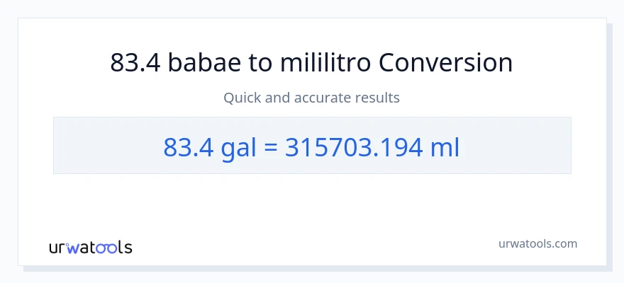 83.4 Mga galon patungong mga mililitro na conversion