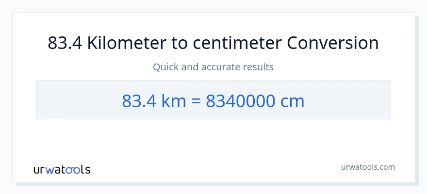 83.4 Kilometer til Centimeter konvertering