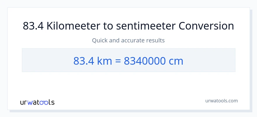 83.4 Kilomeetrid konversioon Sentimeetrid-ks