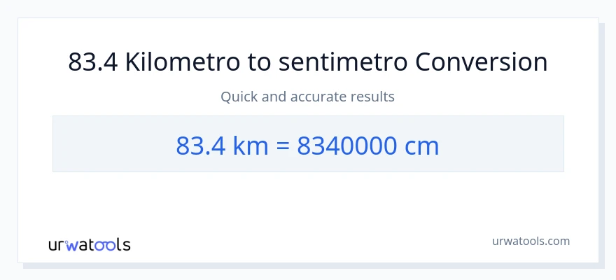 83.4 Kilometro patungong Mga Sentimetro na conversion