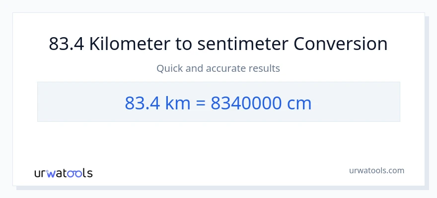 Penukaran 83.4 Kilometer kepada Sentimeter