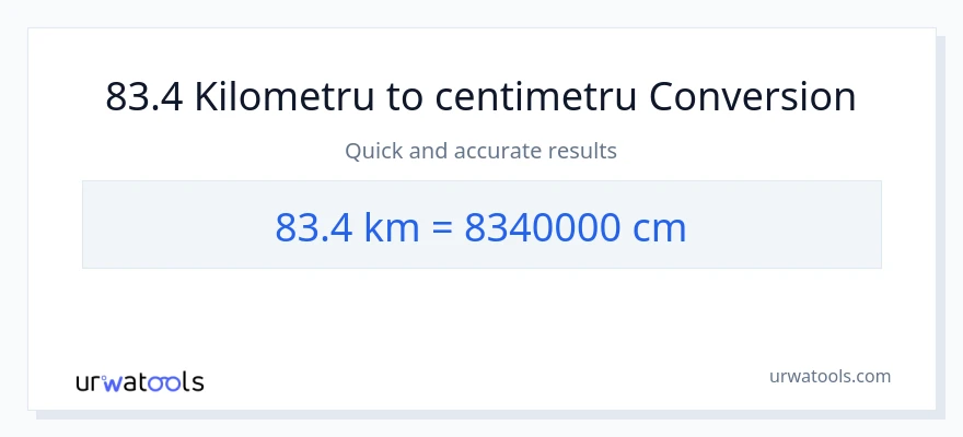 Conversie 83.4 Kilometri la Centimetri