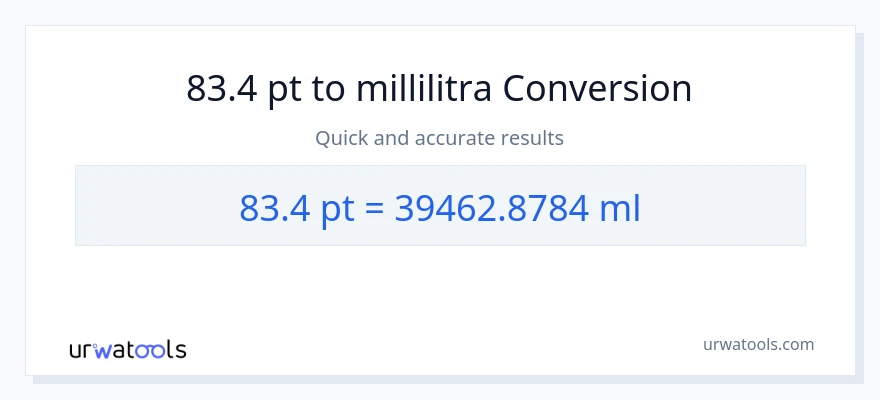 83.4 Pints - millilitraa muunnos