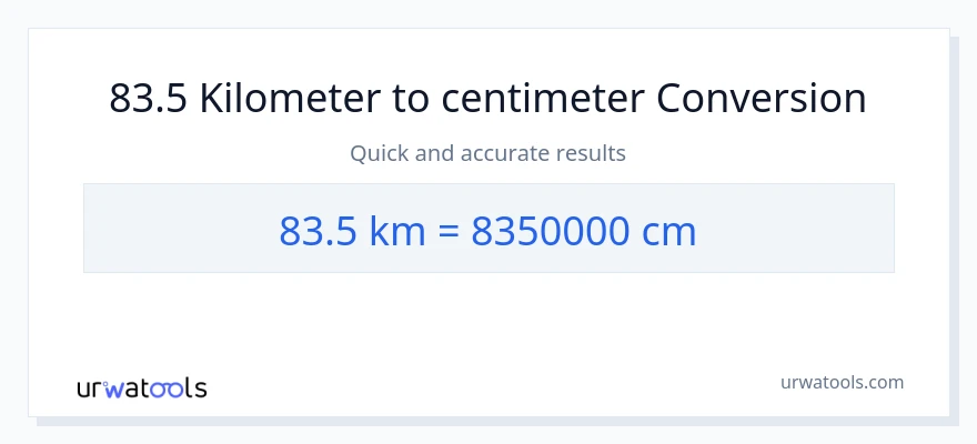 83.5 Kilometers naar centimeters conversie