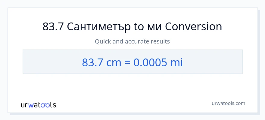 83.7 конверсия от Сантиметри до мили