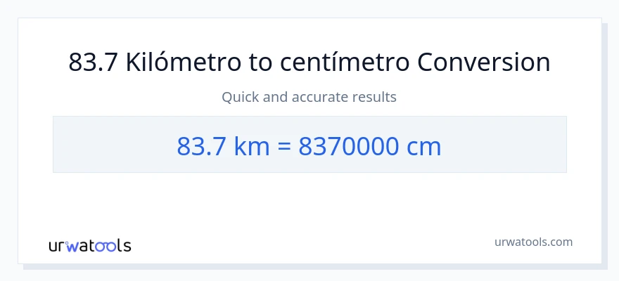 Conversión de 83.7 Kilómetros a Centímetros