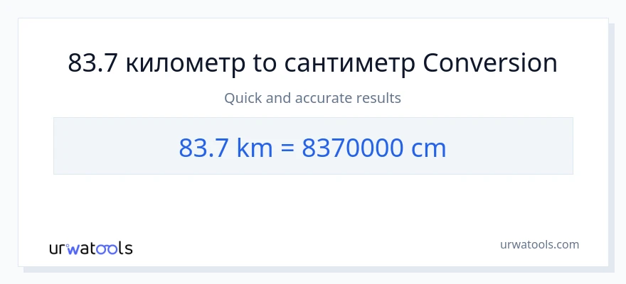 83.7 Километры в Сантиметры преобразование