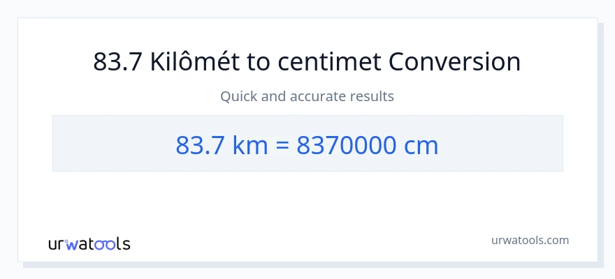 Chuyển đổi 83.7 Kilômét sang Centimet